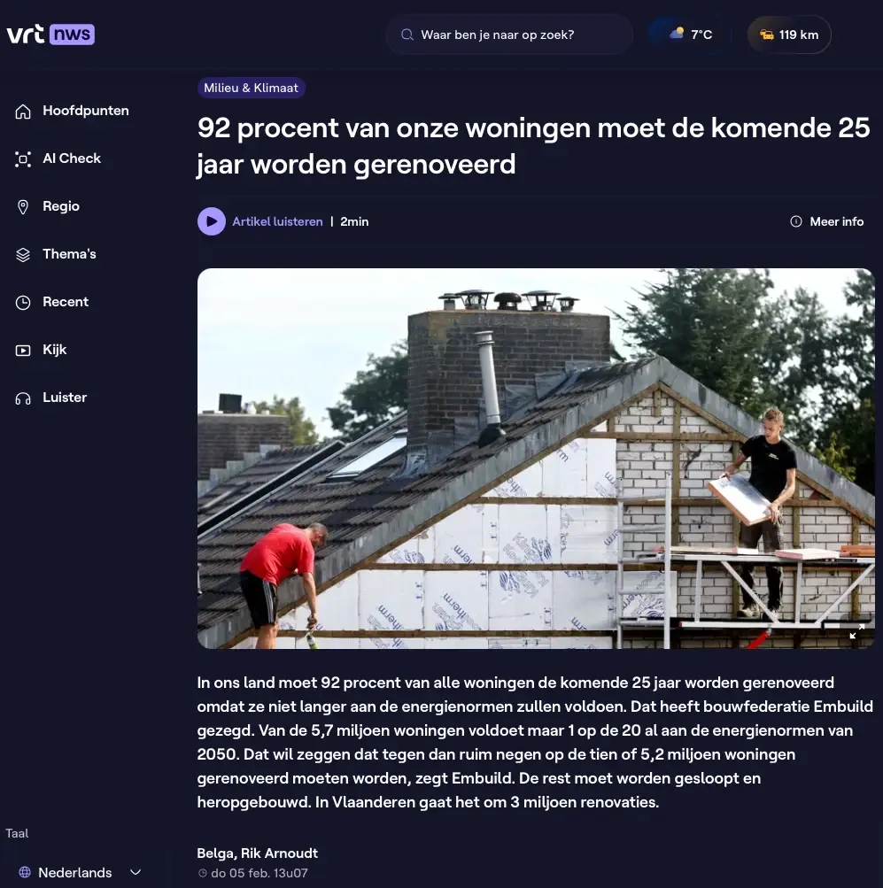 Insulation grants and Mijn VerbouwPremie overview Flanders