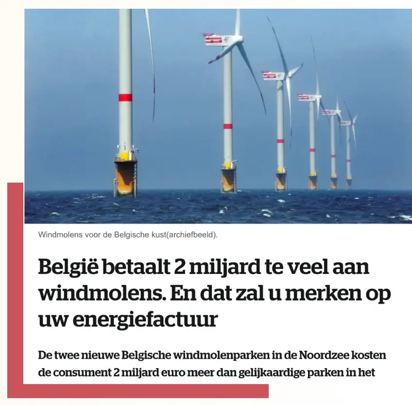 Wind turbines off the Belgian coast and impact on energy bills